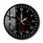 Horloge murale moderne design aviation cadre métallique noir