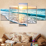 tableaux decoratifs paysage marin coucher soleil vagues plage moderne sans cadre