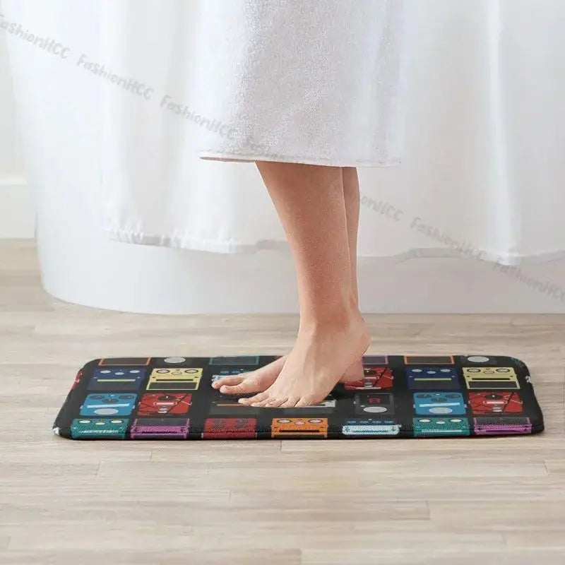 tapis flanelle antidérapant imperméable motifs pédales guitare moderne sol intérieur