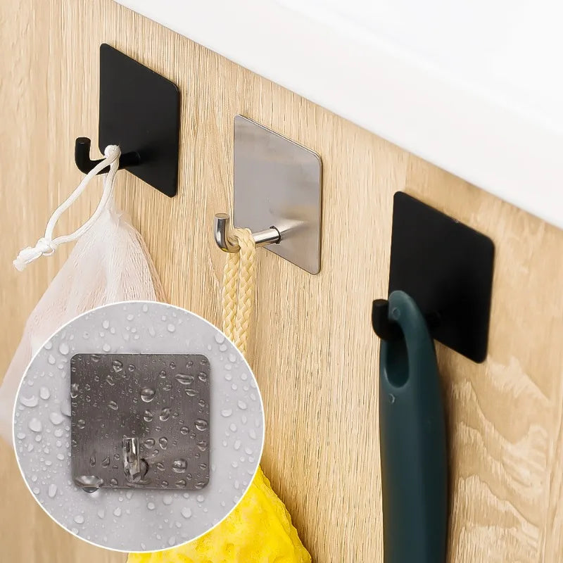 porte serviettes adhésifs salle bain argenté noir moderne minimaliste rangement