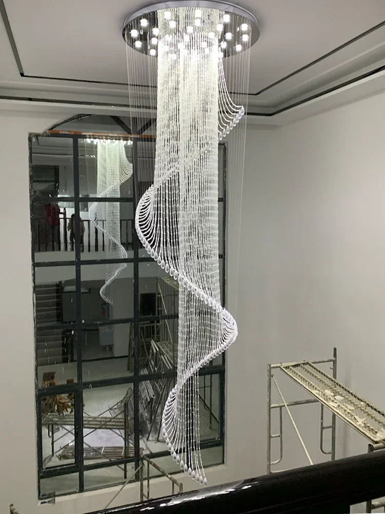 suspension lumineuse moderne transparente spirale chaînes élégante salle bain salon