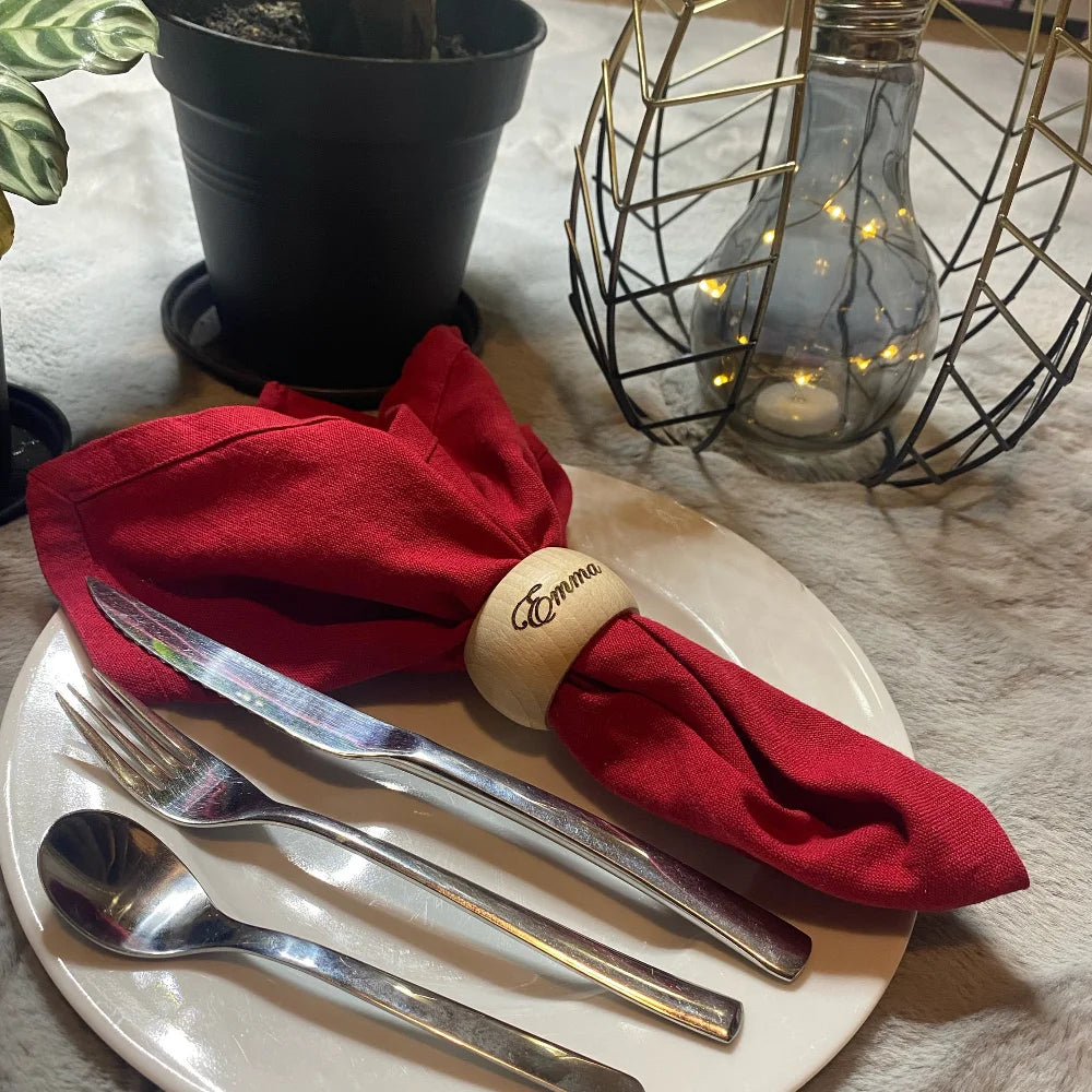 Lot de 10 ronds de serviette bois pour mariage