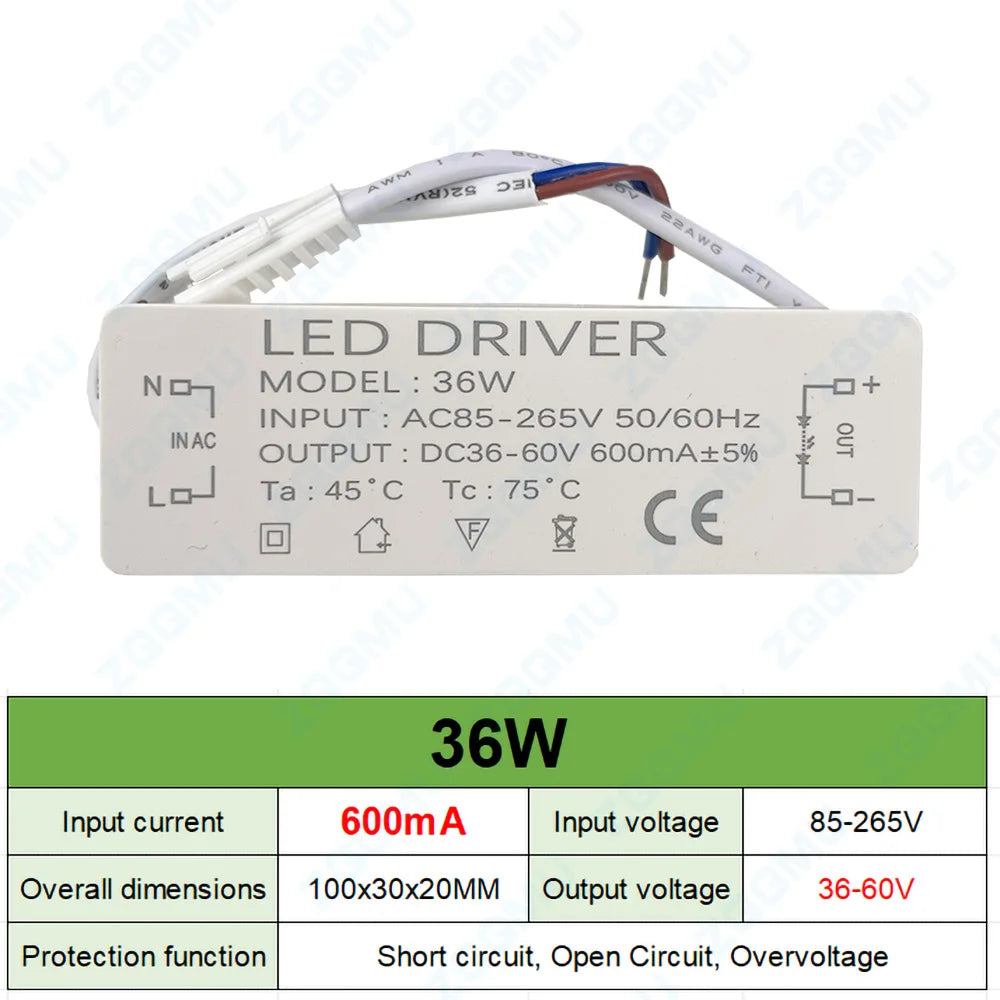 transformateur led blanc moderne adhésif 12w 20w 30w câble connecteurs protection courts circuits