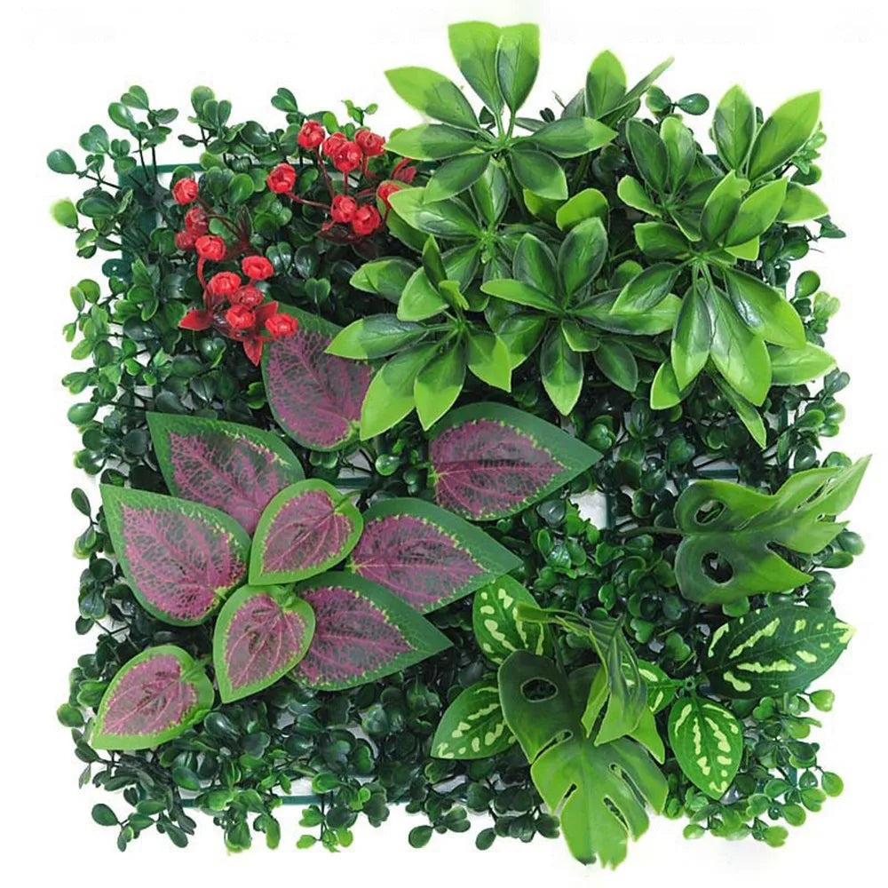 plantes artificielles feuilles vert rouge violet blanc modernes naturelles 25cm 25cm