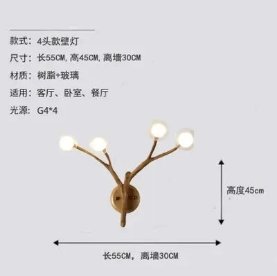 suspension lumineuse moderne branches naturelles sphères translucides marron clair blanc