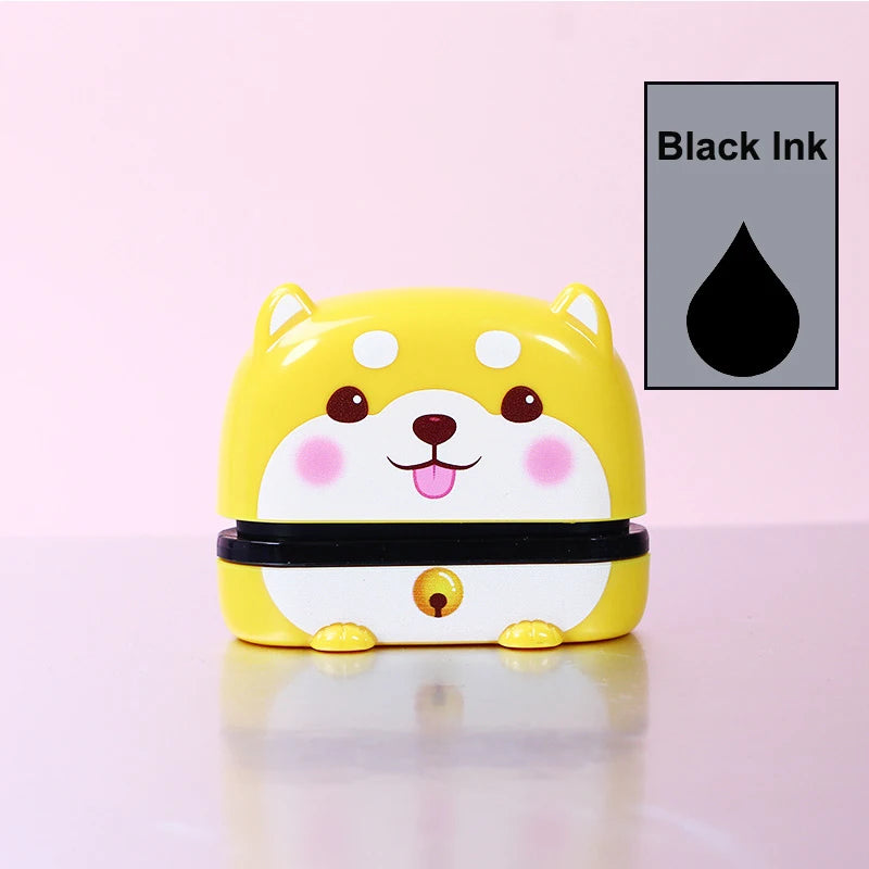 timbres personnalisables dessins animés animaux bleu noir rose blanc jaune gris daisyscrição