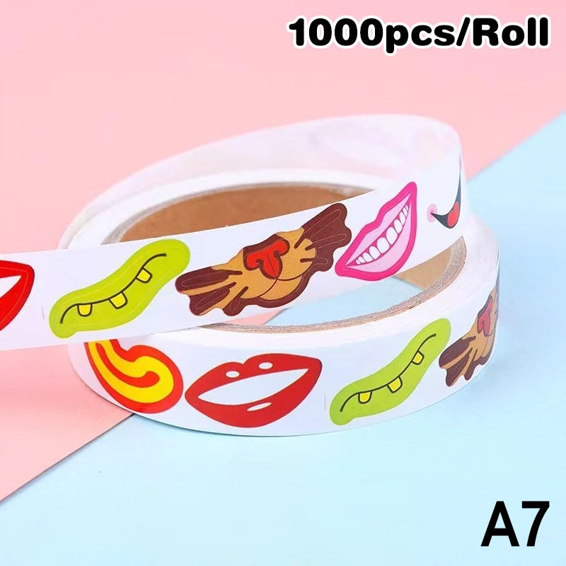 sticker multicolore yeux lèvres sourires adhésif décoration artisanal fête maison fournitures scolaires