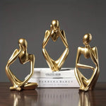 statuettes decoratives abstraites modernes or resine lisses minimaliste ornement maison