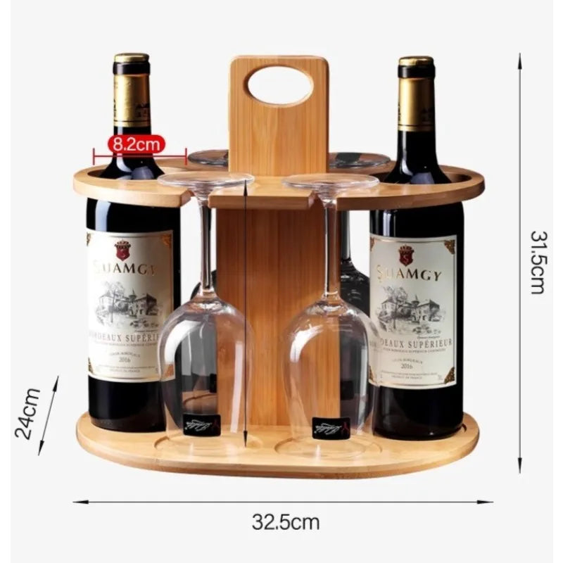 rangement vin verres bois moderne six coupes bouteilles bar suspension transparent minimaliste