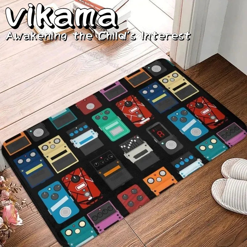 tapis flanelle antidérapant imperméable motifs pédales guitare moderne sol intérieur