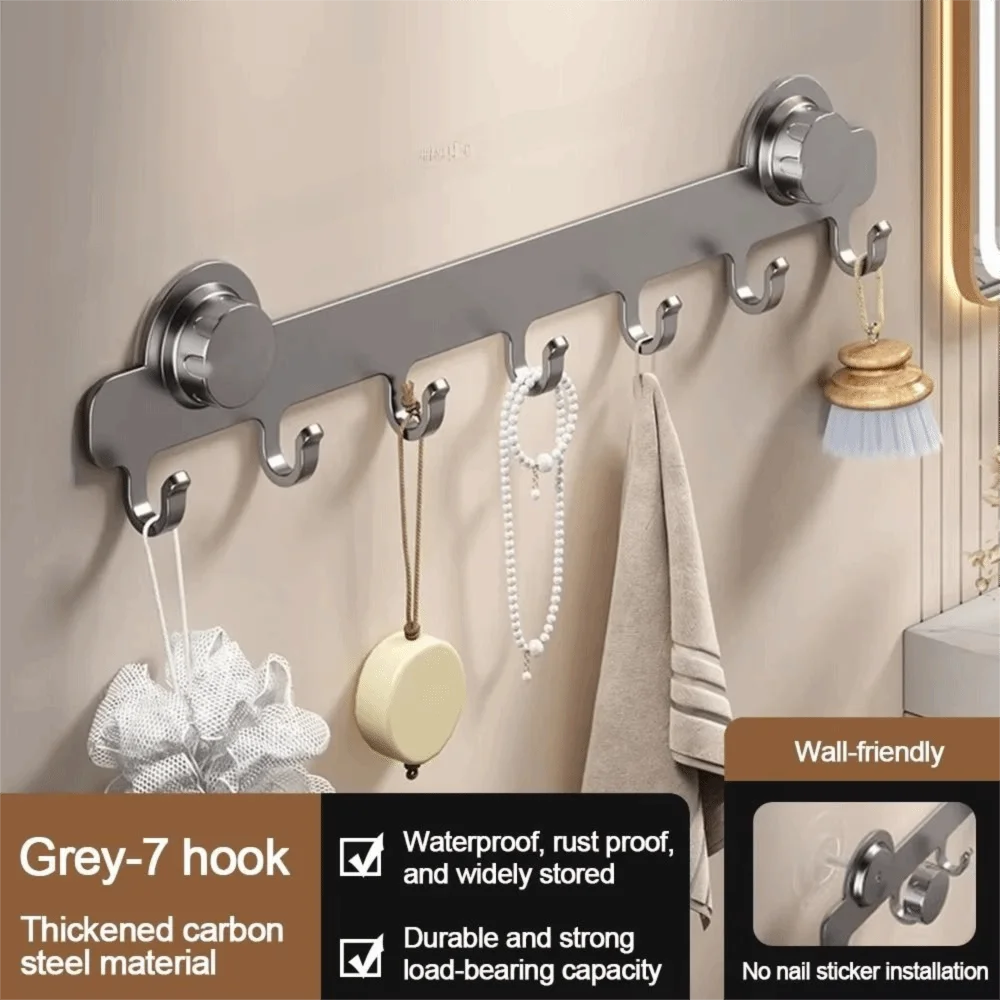 porte serviettes mural ventouse crochets gris moderne salle bain