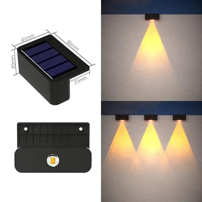 appliques murales led solaires noires contemporaines panneau solaire 80x45x30 mm