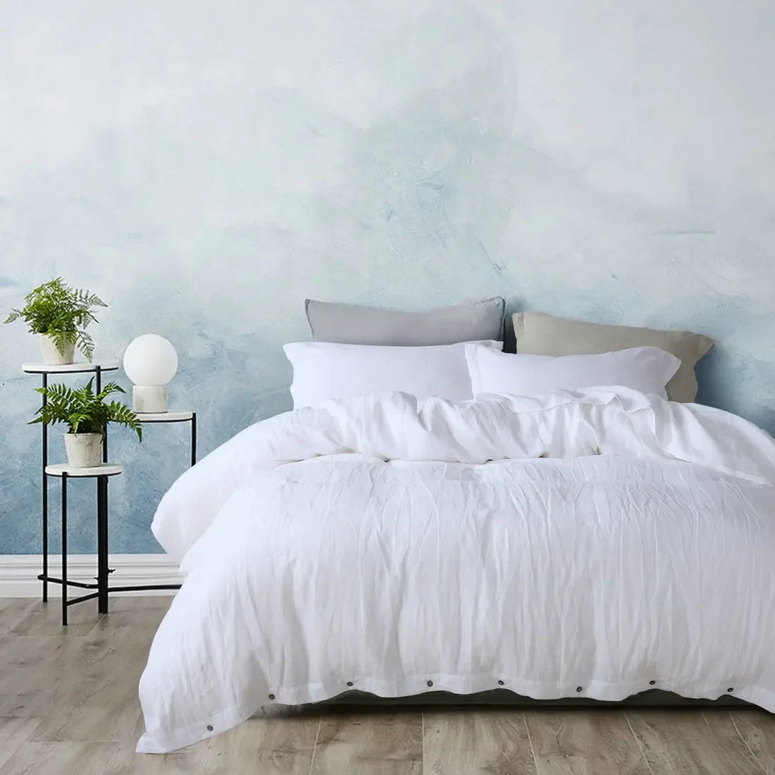 Détail de la texture sergé de la housse de couette en lin