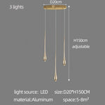 Suspension moderne dorée gouttes pluie opaques lumière chaude lumière blanche 90 260V