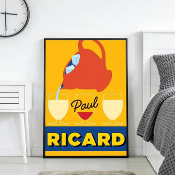 affiche vintage ricard poster pub retro citron bouteille cadre mur decoration salon maison luxe