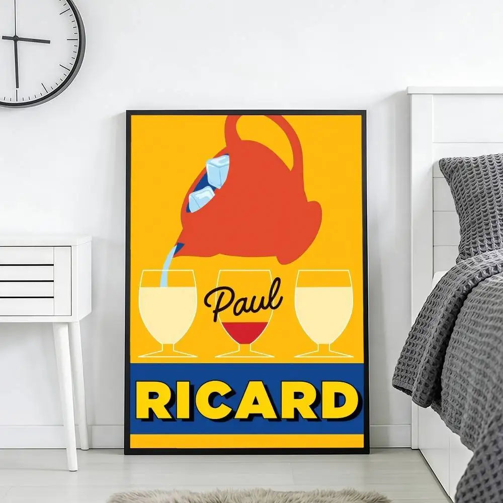 affiche vintage ricard poster pub retro citron bouteille cadre mur decoration salon maison luxe