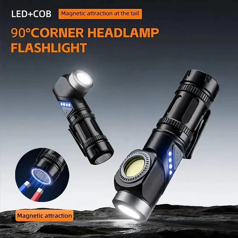 torche led rechargeable 10w super lumineuse 90° pivotante clip arrière magnectique résistance chocs