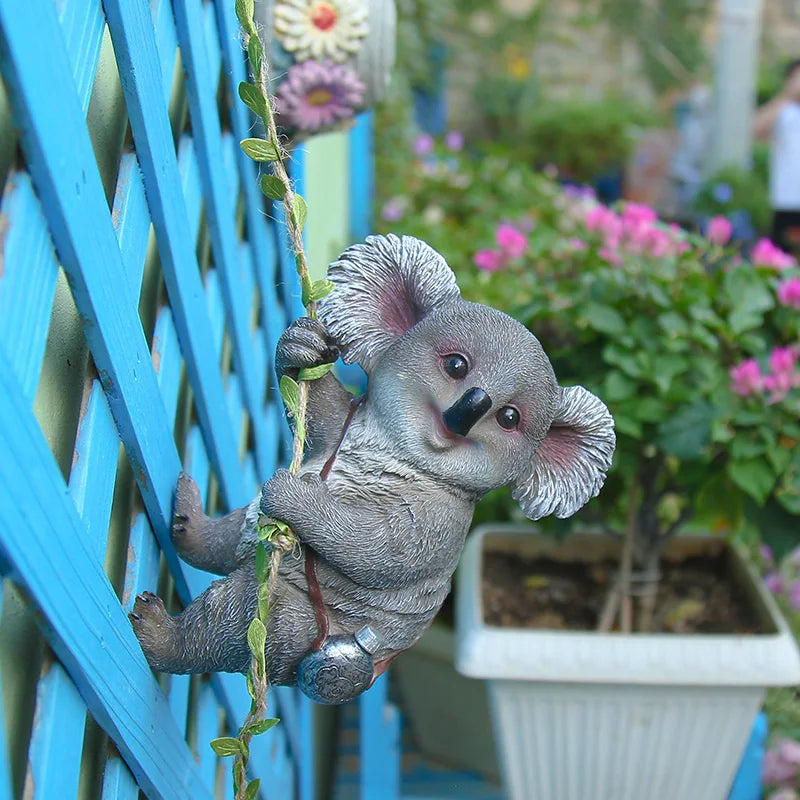 figurines animaux décoratives koala panda lapin escalade corde extérieures patio jardin adorables enfants