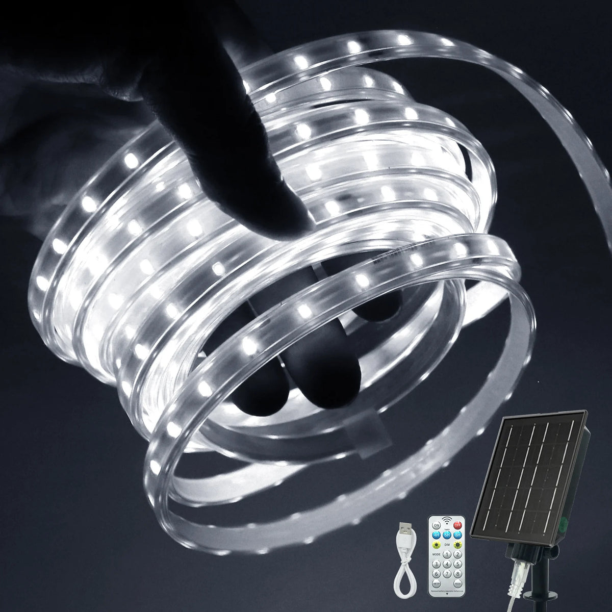 ruban led solaire multicolore moderne clips panneau solaire télécommande 15m 20m 30m