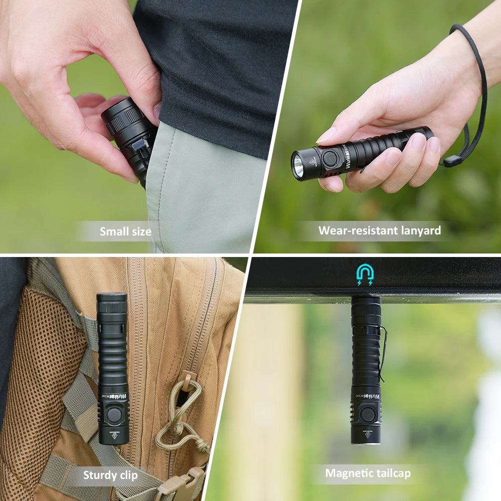 lampe poche rechargeable lumen 1300 ip68 étanche type camping noir texturé moderne