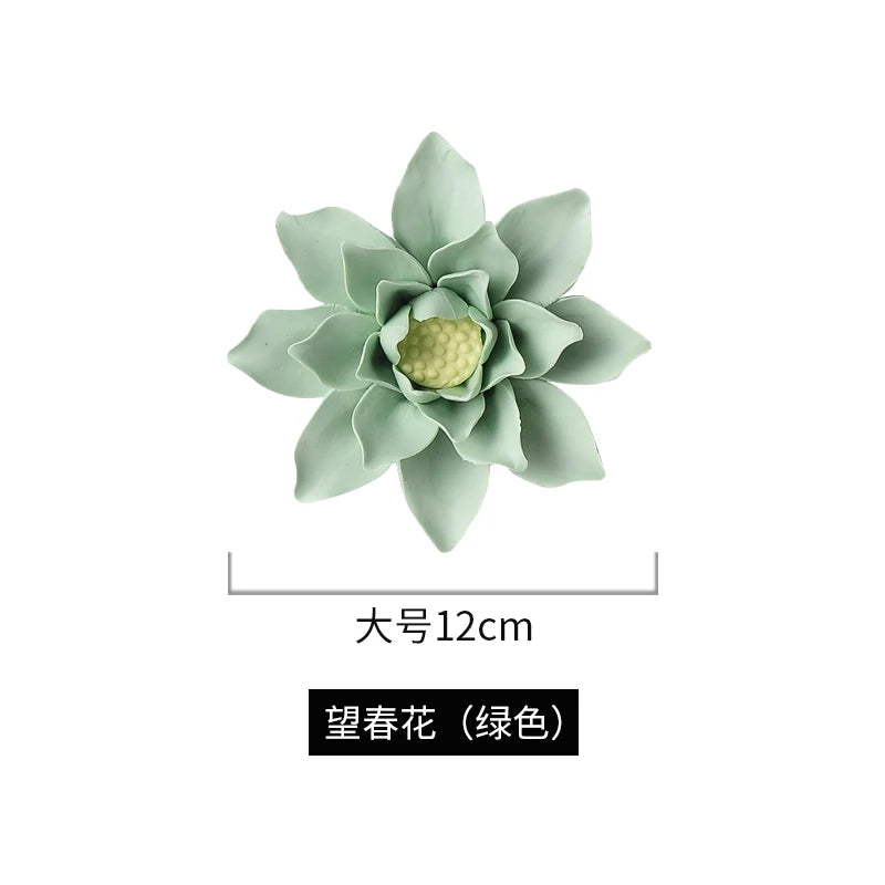 décoration murale fleur céramique moderne vert rose blanc violet feuilles adhésif salon chambre