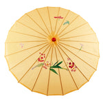 parapluie traditionnel artisanal japonais fleurs feuilles peintes main poignée bois rouge orange bleu violet
