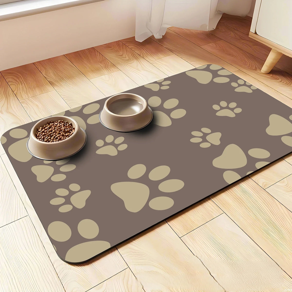 tapis sol anti dérapant absorption eau empreintes chiens clips moderne noir gris beige