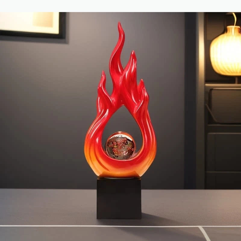sculpture moderne flamme rouge abstraite décoration intérieure accessoire maison opaque translucide