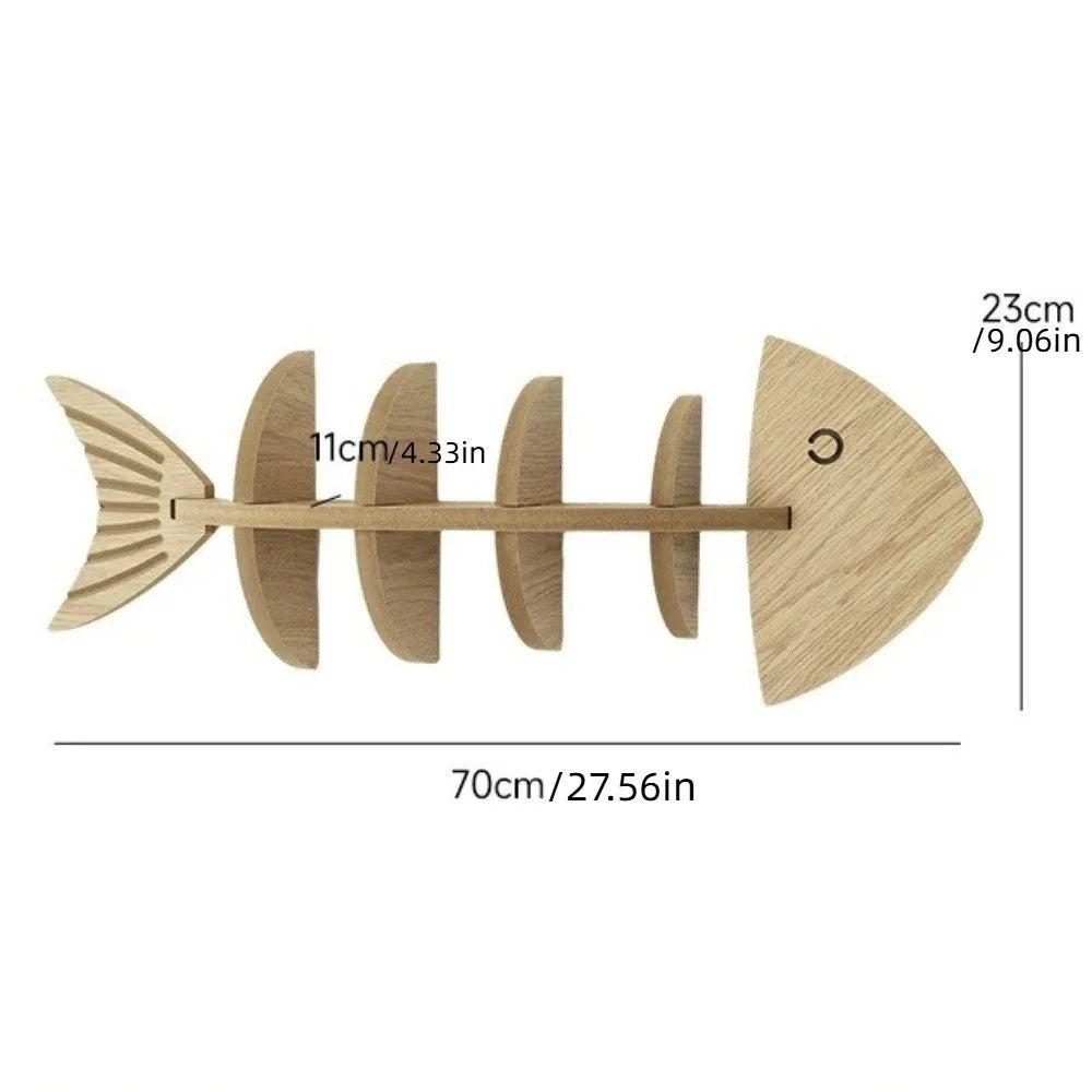 étagère murale bois forme poisson moderne séparateurs mural multi niveaux fixations invisibles plantes artificielles