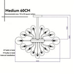 Suspension lumineuse moderne verre noir blanc gris billes translucides chaîne métallique
