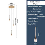suspension lumineuse or contemporaine 15 lumières transparentes bulles 50cm 250cm
