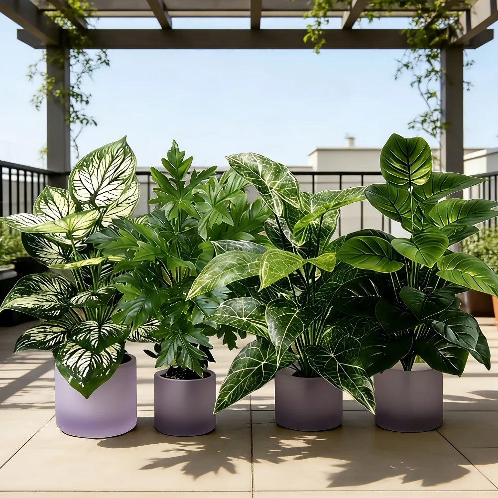 plantes artificielles feuilles éventail palmier intérieur décoration contemporaine vert tropical decoration