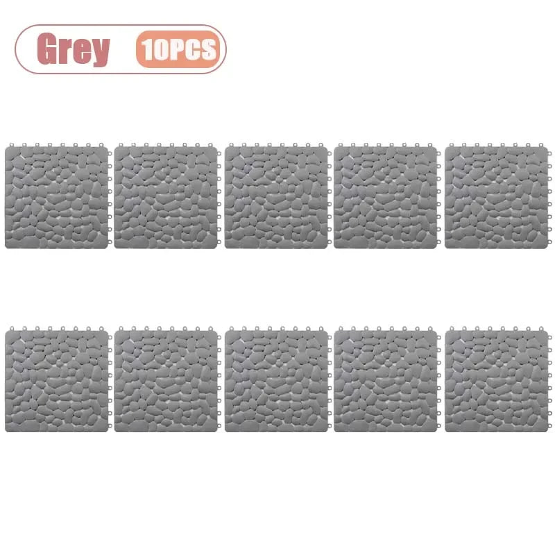 tapis sol antidérapant cailloux gris blanc moderne 30cm 30cm clips geometrique