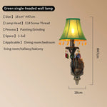 lampe murale classique fer forgé tissu rouge vert bleu marron