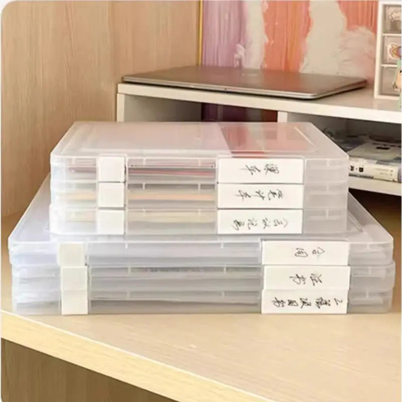 boîtes rangement documents transparentes moderne clips étiquettes imperméables plastique A4