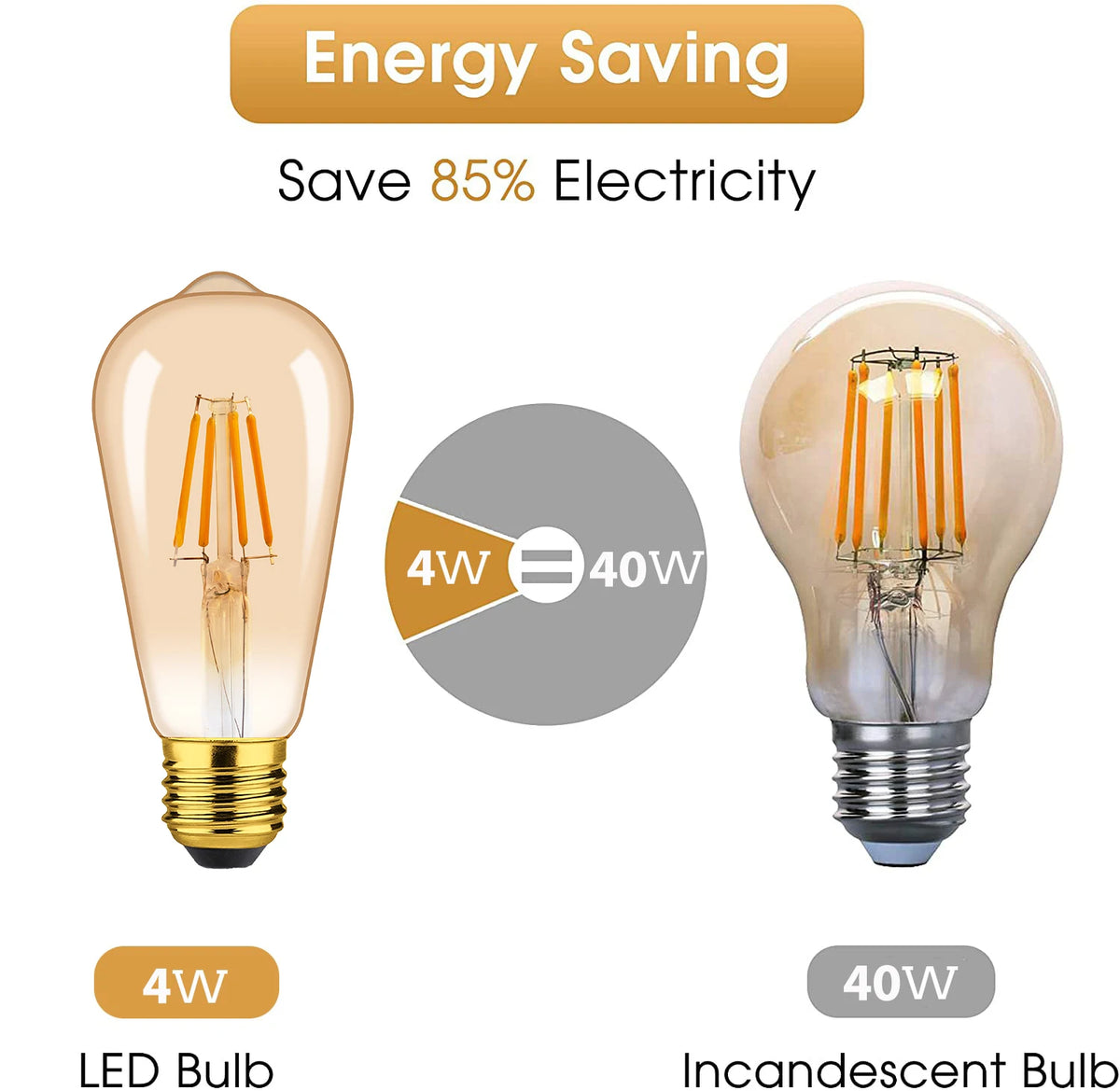 ampoules led vintage edison filament doré transparentes ambre opalescent e27 e14