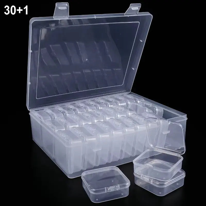 boîtes rangement transparentes modernes clips serrage set 30 compartiments organisation bijoux petits objets