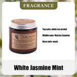 bougie parfumée soja sans fumée aromathérapie forme coupe marron clair étiquette blanche minimaliste hand