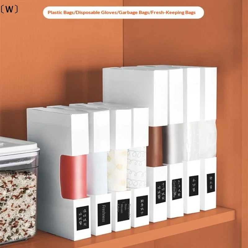 boîtes rangement pliables modernes minimalistes blanches imprimées adhésives sacs plastique gants jetables déchets frais