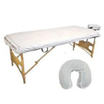 draps housses jetables blancs texture moderne table massage coussin cou