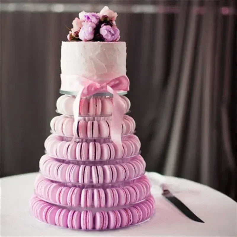 support macarons transparent moderne stand pâtisserie décoration mariage anniversaire cake display stand assembler adhésif