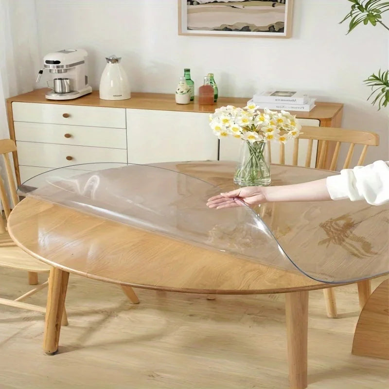 protège table transparent pvc moderne 130cm sans motif imperméable résistant huile