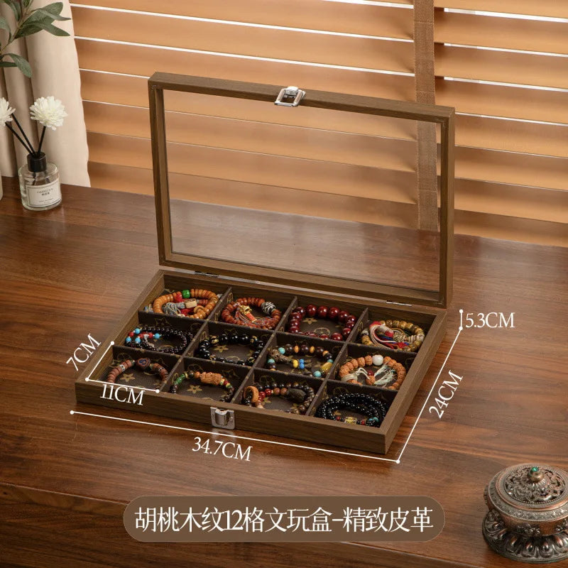 boîte bijoux bois noyer velours colliers boucles d'oreilles