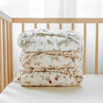 draps lit bébé coton doux imprimés fleurs points rose pâle vert pastel