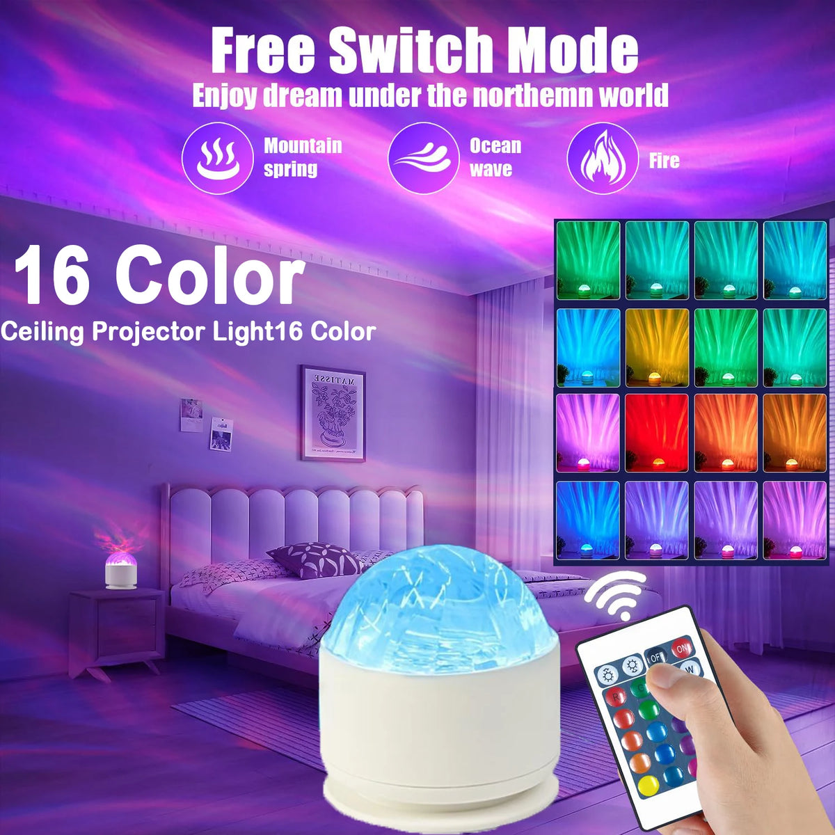 projecteur led veilleuse 16 couleurs blanc violet bleu vert orange adhésif moderne minimaliste lumière