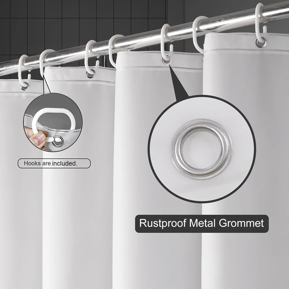 rideau douche blanc semi transparent moderne magnets lestés crochets
