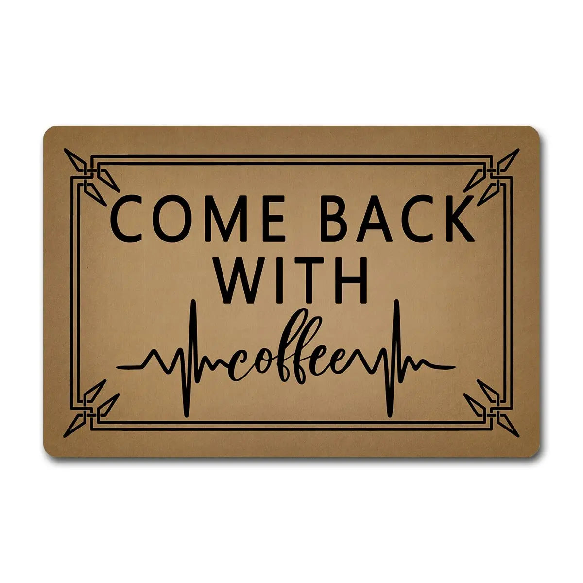 tapis marron clair motif graphique antidérapant moderne résistant bactéries extérieur entrée sol