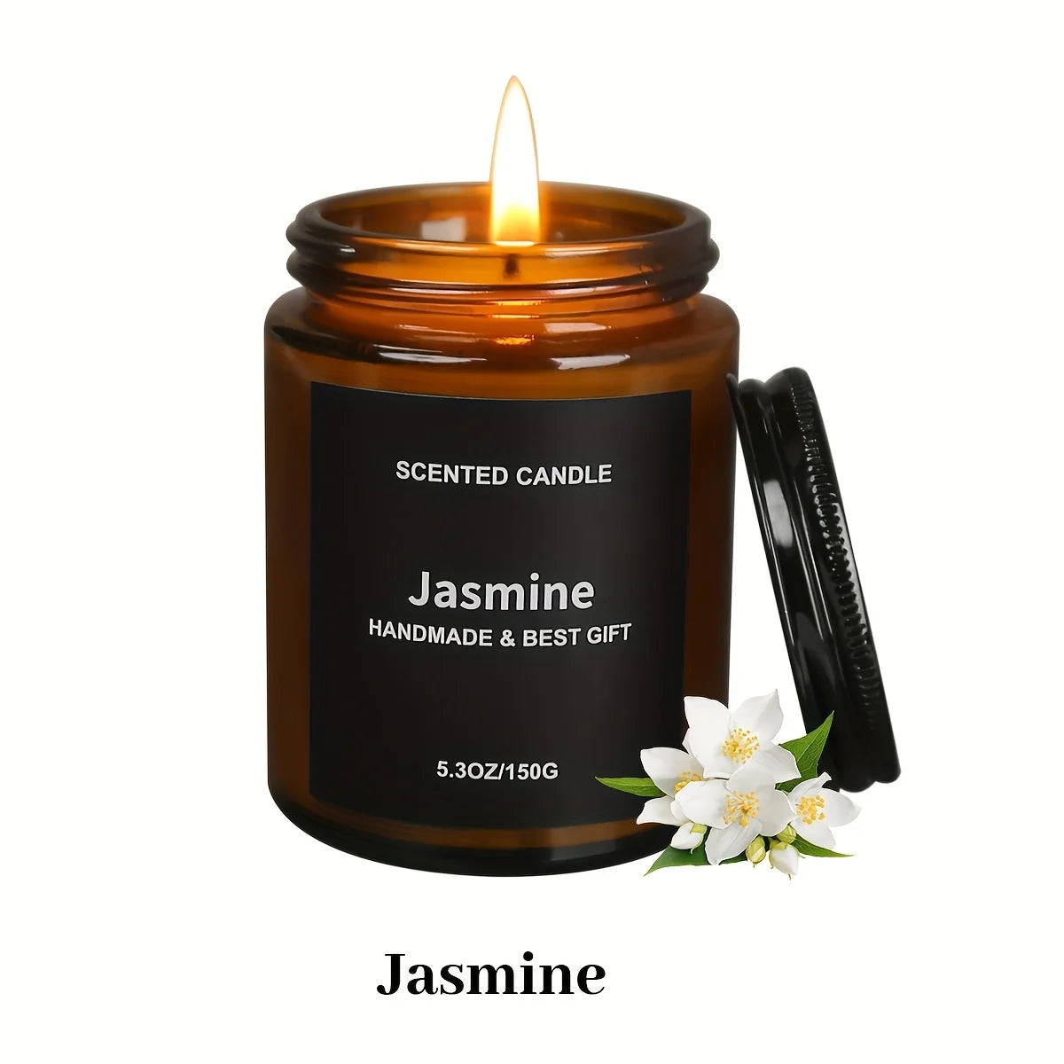 bougies parfumées aromathérapie marron clair sans motif moderne 35 heures soja vanille jasmin citron