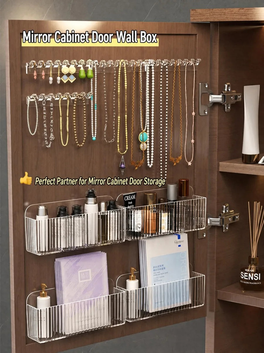 présentoir bijoux transparent adhésif moderne crochets rangement mur bagues boucles d'oreilles colliers