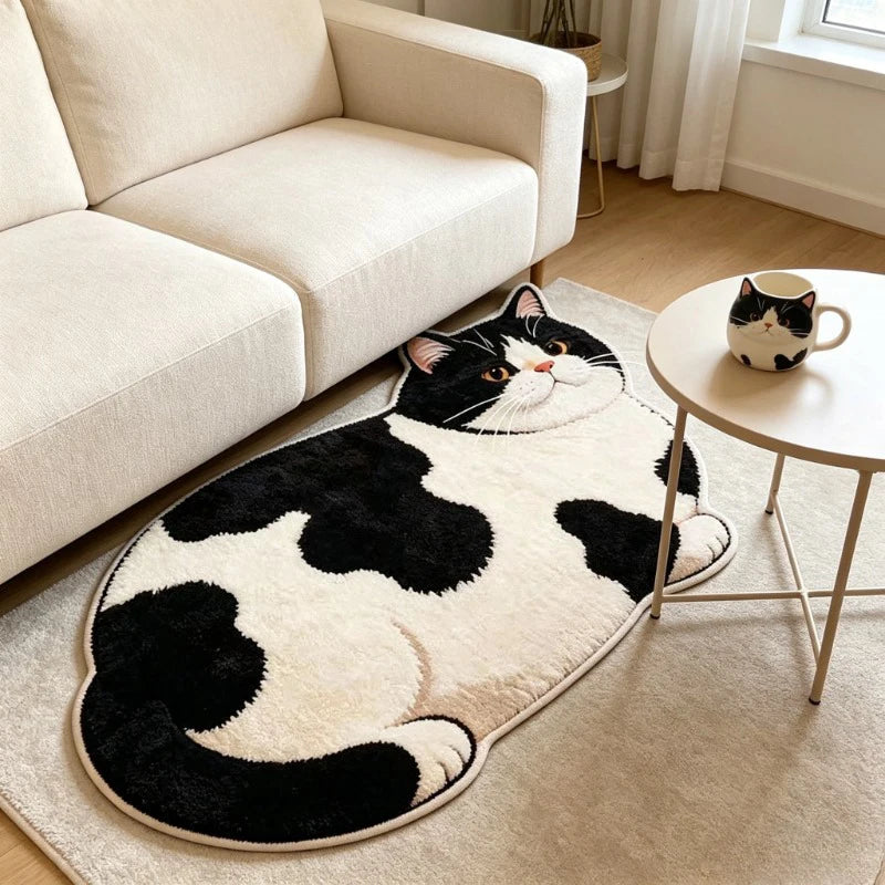 tapis bain forme chat doux moelleux antidérapant absorbant séchage rapide décoration maison gris blanc